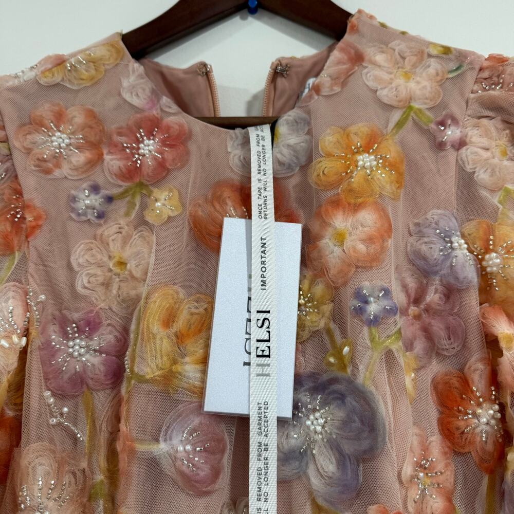 NEW NWT Anthropologie Helsi Tessa Long-Sleeve Appliqué Sunset Yellow Dress S - Picture 6 of 11
